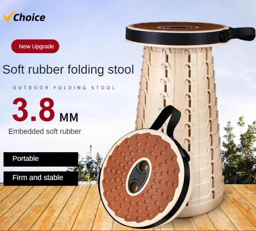 Tabouret pliant télescopique avec coussin gel - Portable pour voyage camping et pêche