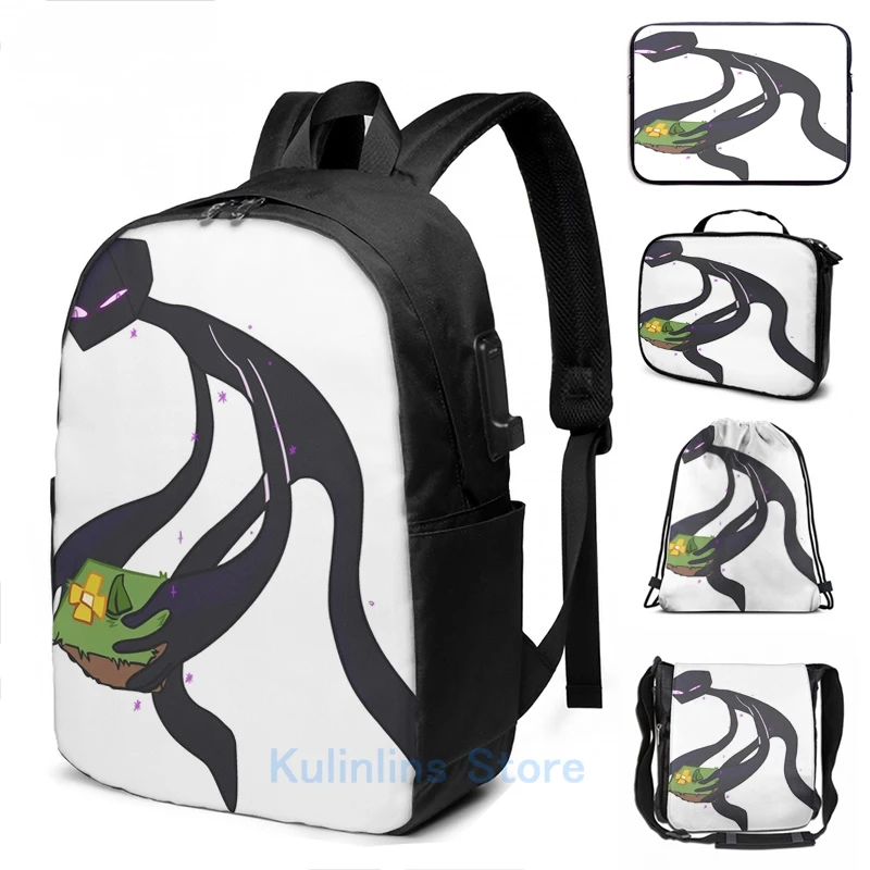 

Забавный рюкзак с графическим принтом enderbro с USB-зарядкой, мужские школьные сумки, женская сумка, дорожная сумка для ноутбука