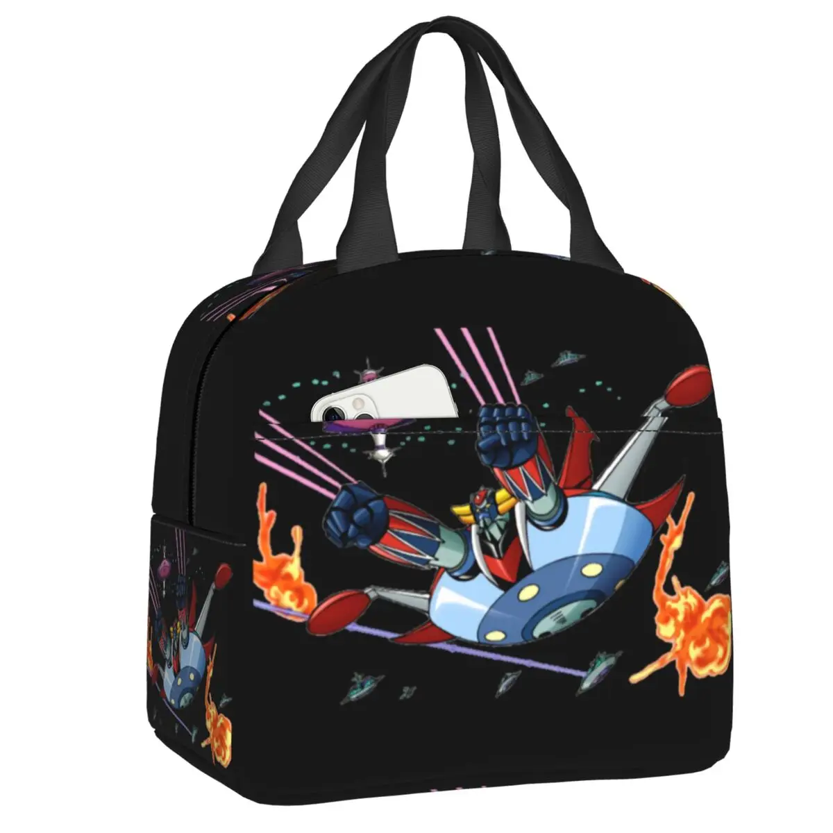 

Atlas UFO Robot Insulated Lunch Tote Bag Grendizer Goldorak Anime Manga Portable Cooler Thermal Bento Box Kids School Children