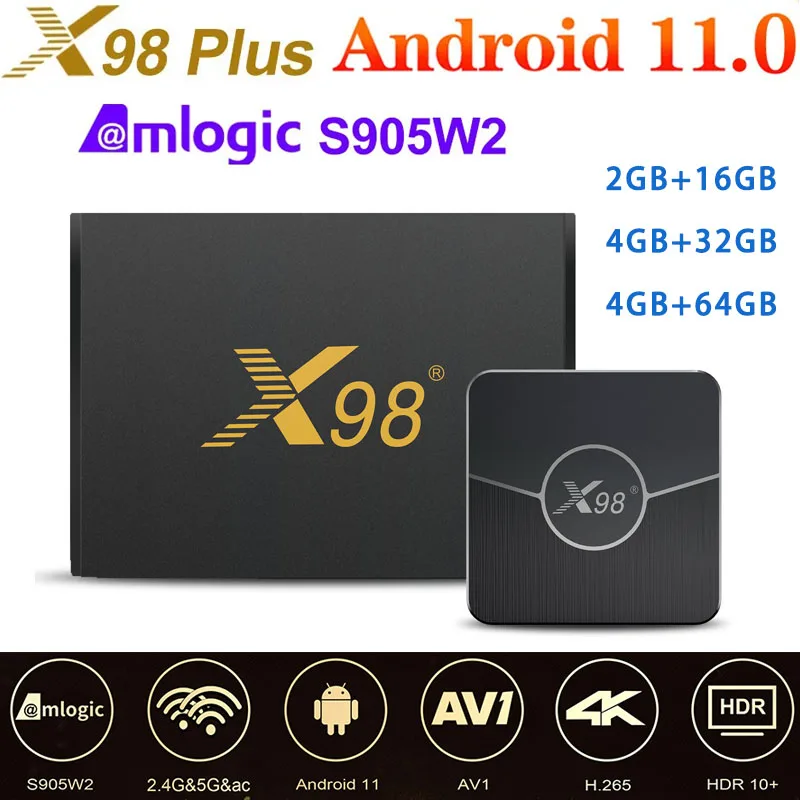 X98Plus Amlogic S905W2 Smart TV Box Android 11 TV BOX 2.4G 5G Wifi BT4.0 HDR AV1 4K Media Player 4GB 32GB/64GB Set Top Box HDR10 g96 max android 11 smart tv box amlogic s905w2 2gb 4gb 32gb 64gb 4k hd 2 4g 5g 3d voice bt4 0 h 265 ontvanger mediaspeler tv box