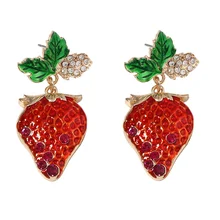  Cute Sweet Temperament Strawberry Alloy Earrings 