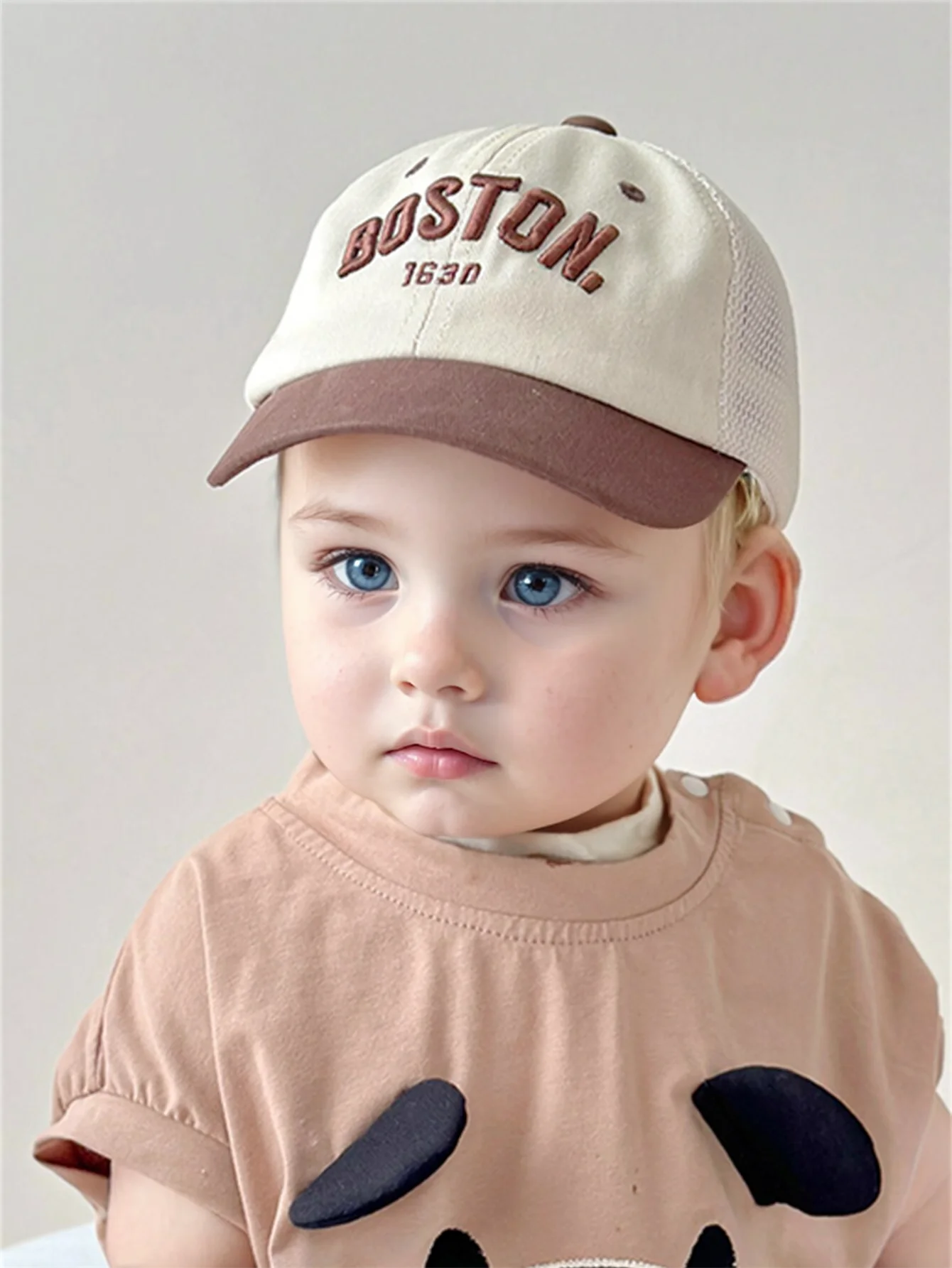 Casquette Bébé Ours Mignon - Coton Léger Pour Printemps/Été - Ajustable Velcro - 3-18 Mois - Bleu/Gris/Rose