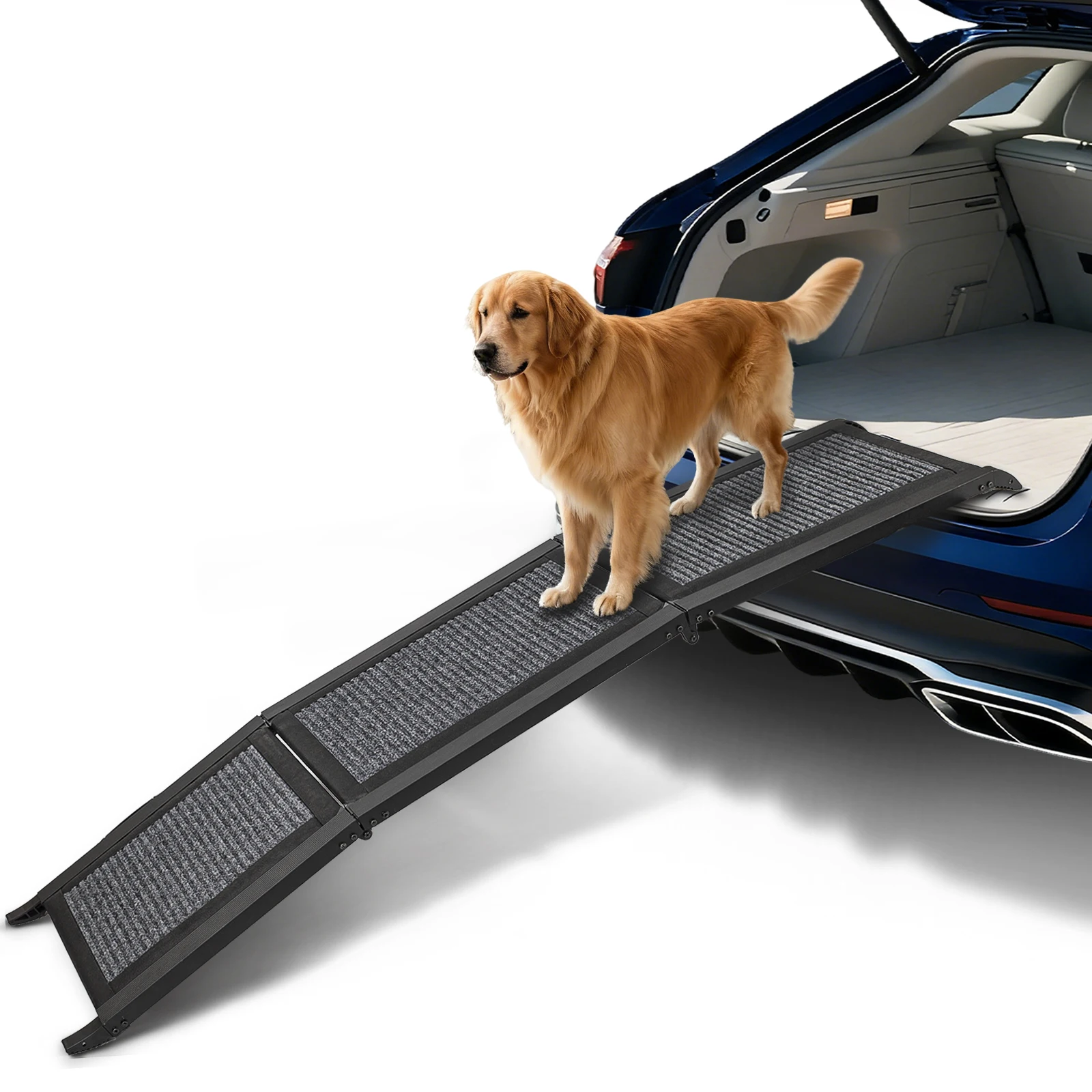 Folding Dog Ramp For Car, Pet Ramps For Large Dogs With Non-Slip Rug Surface Portable Dog Car Ramp SUV Car & Truck, Outdoor
