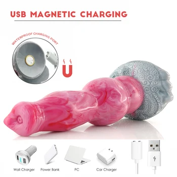 YOCY Large Animal Wolf Knot Dildo Vibrators For Men Massager Anal Prostate 10 Modes Vibrating Remote Soft Silicone Fantasy Dildo 5