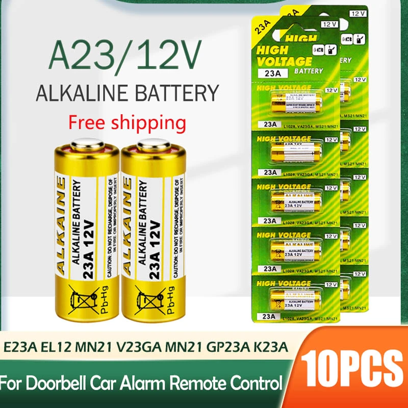 Over het algemeen Slang fabriek 10Pcs 12V Alkaline Batterij A23 23A 23GA A23S E23A EL12 MN21 MS21 V23GA  L1028 GP23A LRV08 Voor Remote deurbel Droge Cel| | - AliExpress