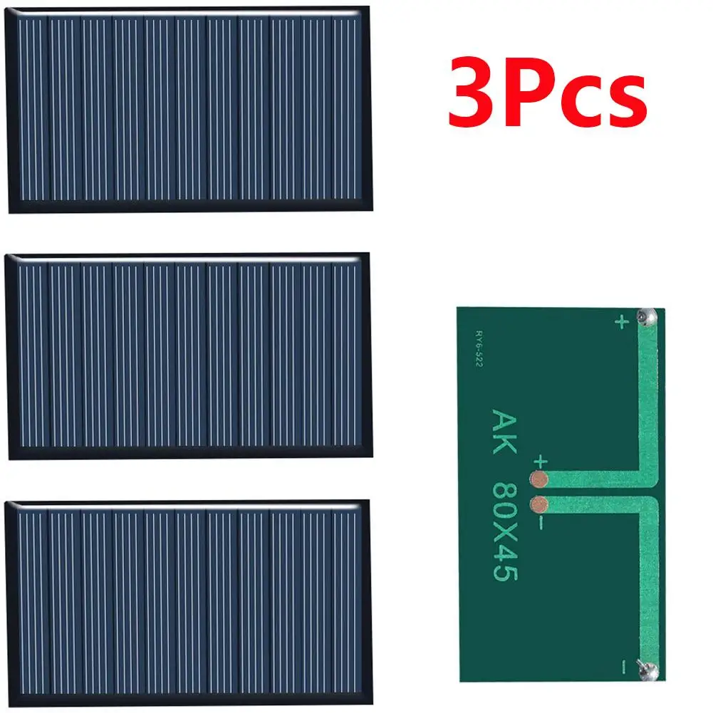 3Pcs Solar Panel 80*45mm 5V for Wall Lamps Induction Lamp Photovoltaic Power Generation Battery Charger