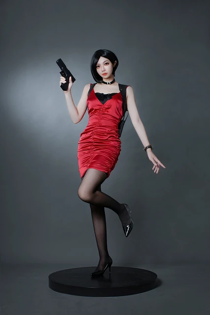 女性のためのada wongコスプレ衣装、女性の円、邪悪なドレス 