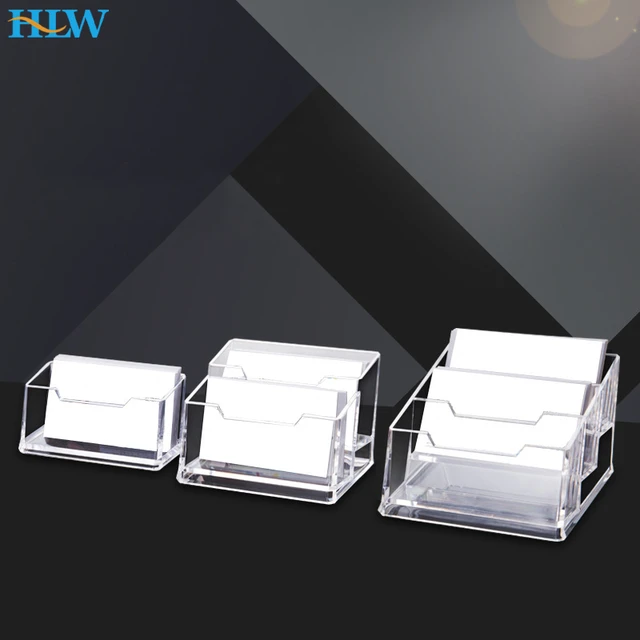 Clear Plastic Organizer Bins Cards Storage Box Desktop ID Office Business  Holder Container - AliExpress