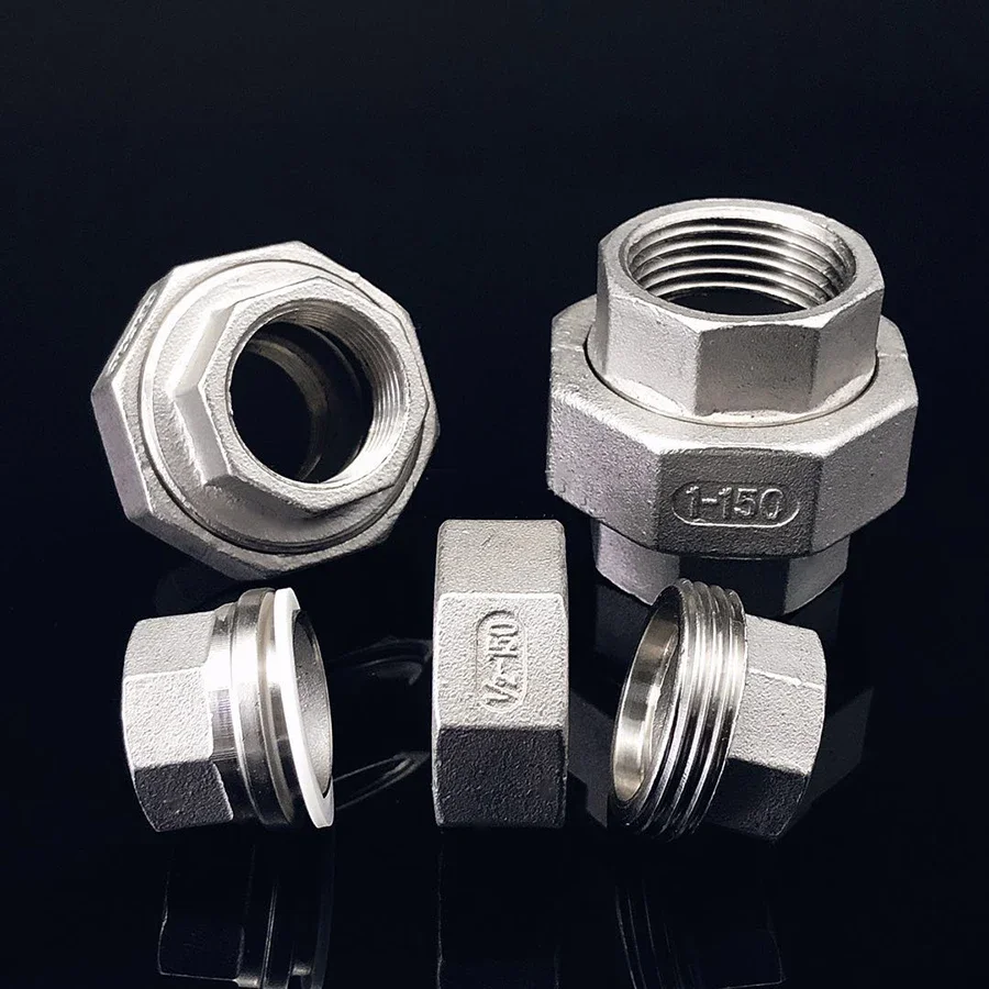 304 Stainless Steel Union Joint Coupling 1/4" 3/8" 1/2" 3/4" 1" 1-1/4" 1-1/2" 2" BSP Female Male Thread Cast Pipe Fitting 1PCS hose pipe fitting pipe fitting water pipe fitting