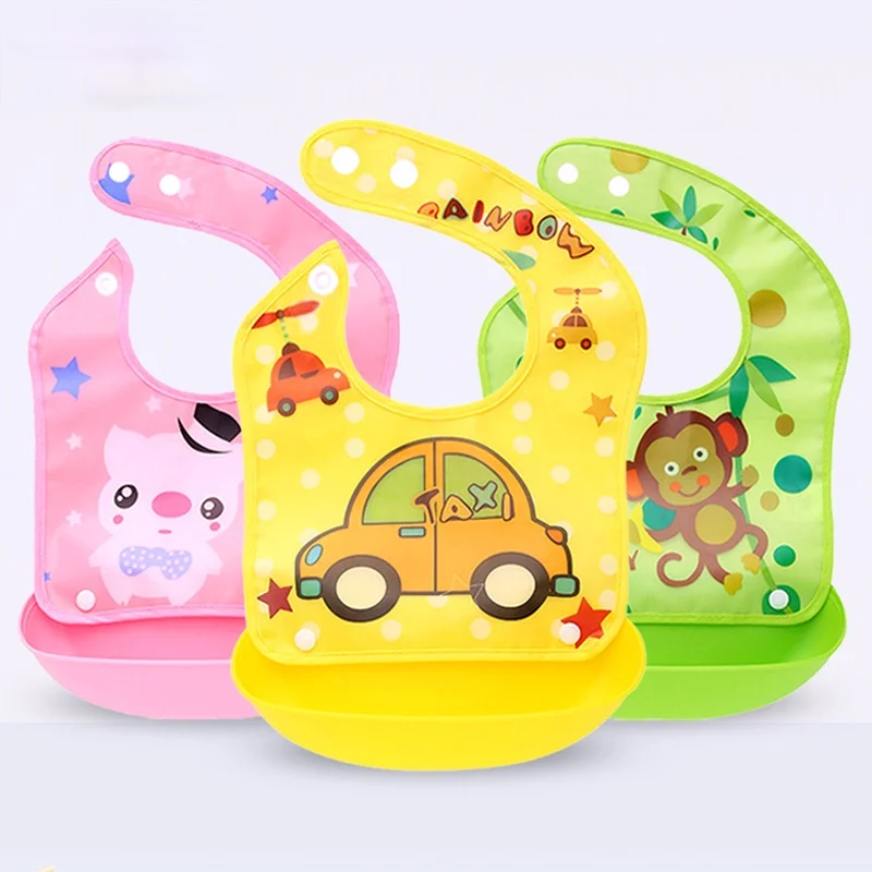 Baby Waterproof Bibs Silicone Feeding Baby Saliva Towel Newborn Cartoon Aprons Baby Bibs Adjustable Feeding Apron Saliva Bandana 3