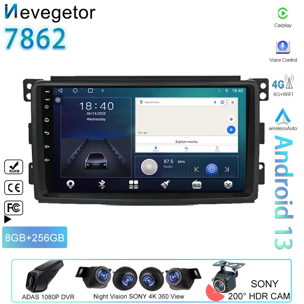 

Car Android For Mercedes Benz Smart Fortwo 2005 - 2010 Auto Radio GPS Navigation Multimedia Player Stereo Video BT No 2din DVD
