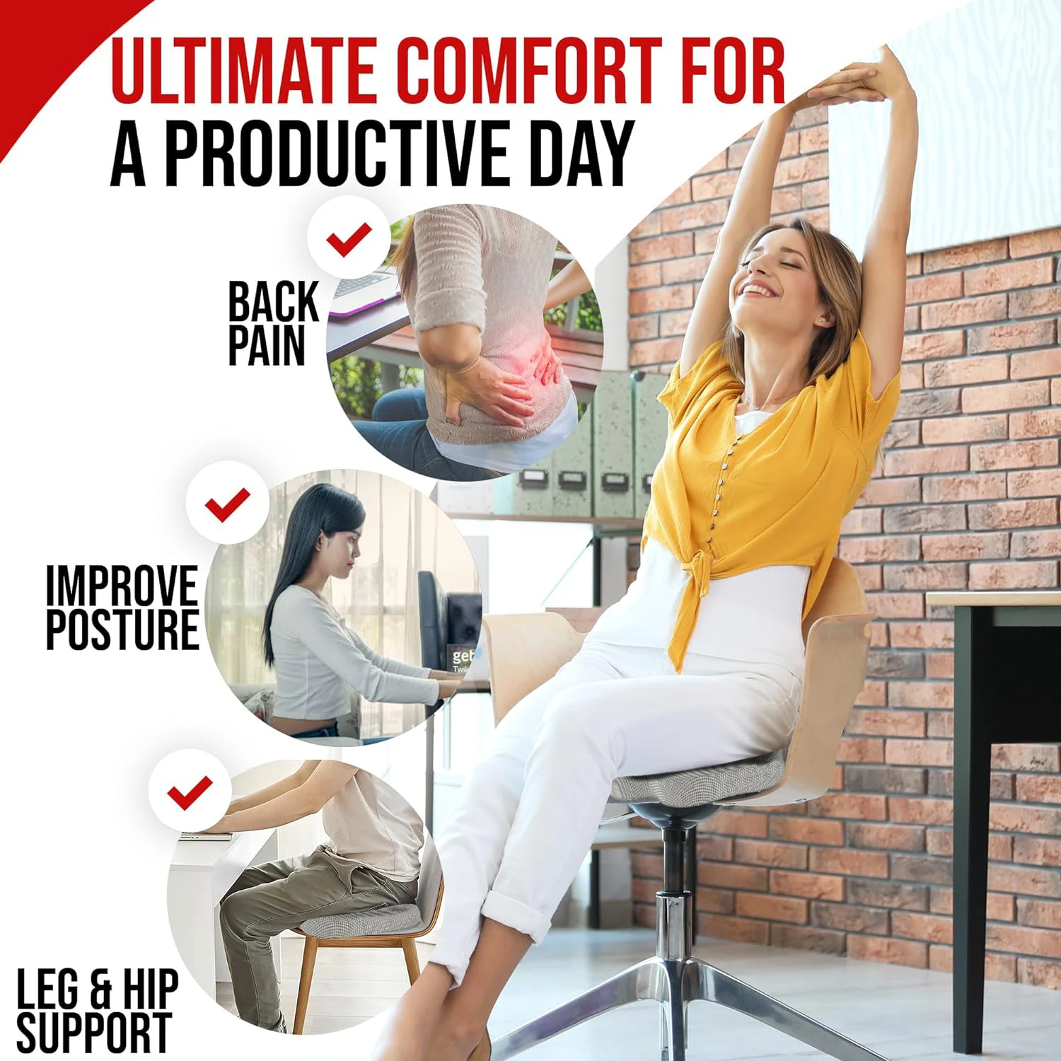Ergonomic Memory Cotton Office Cushion Hemorrhoid Cushion Chair Cushion Sedentary Artifact Student Ass Cushion 3