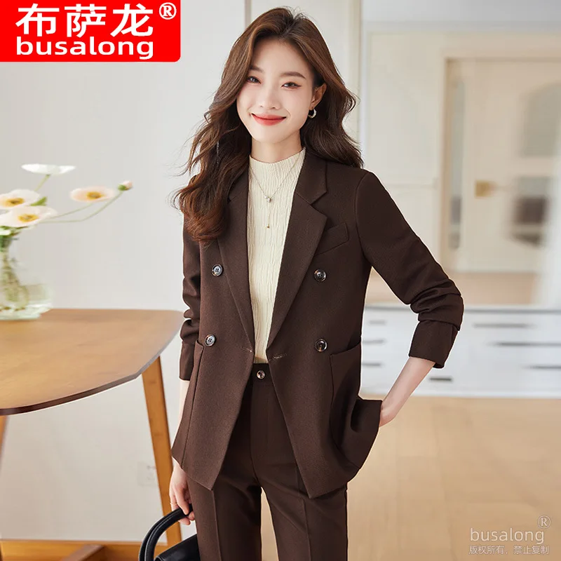 

Khaki Suit Women's Autumn 2023 New Temperament Goddess Style Business Wear Small Suit High-End Overalls