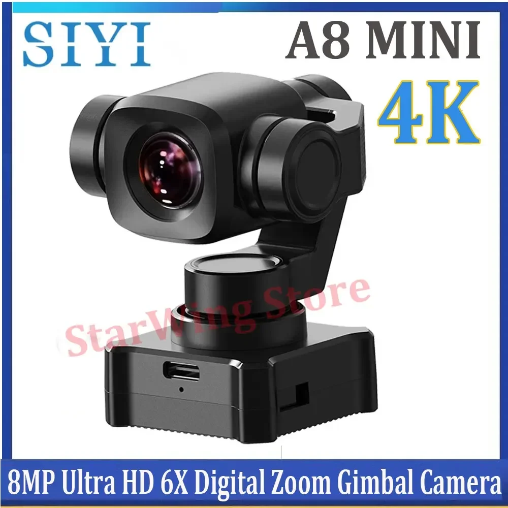 SIYI A8 kamera Gimbal Zoom Digital, Gimbal mini 4K 8MP Ultra HD 6X