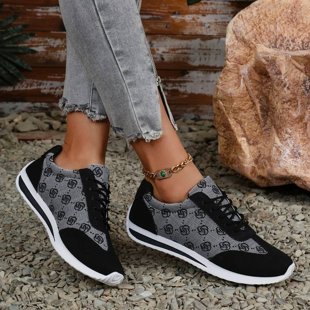 Women Thick Soled Cross Round Head Thin Fashion Shoes Women Comfortable Breathable Casual Wear-resistant Shoes Zapatos De Mujer - Image 5