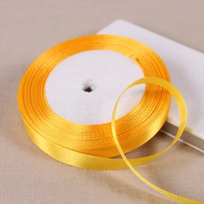 25yards/roll Gold Yellow Silk Satin Ribbon 6/10/15/20/25/38/50mm ribbon decoration satin ribbons ribbon supplies satin ribbon wrapping ribbon