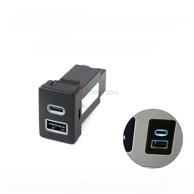 Fit Für Toyota neue auto USB ladegerät PD schnelle ladegerät QC 3,0 dual schnelle ladegerät TYP C adapter taste – Detail 1