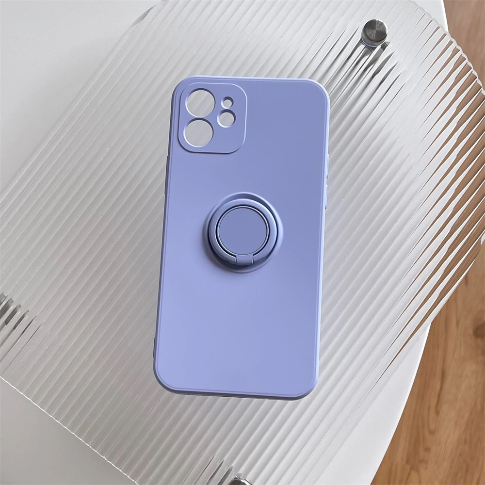 thumbnail image 1 of Square Original Liquid Silicone Magnetic Holder Ring Stand Soft Case For iPhone 15 14 Pro Max 13 12 11 Armor Shockproof Cover, 1 of 5