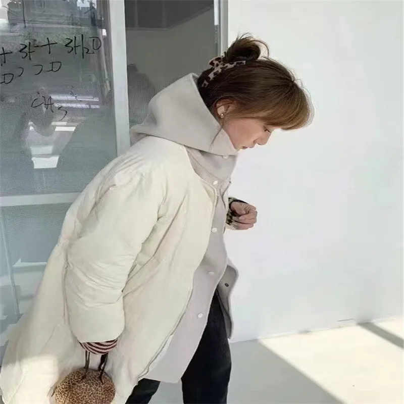 

Wool stitching down jacket 2022 winter new fashion 90% white duck down warm hooded long fake two-piece women's jacket