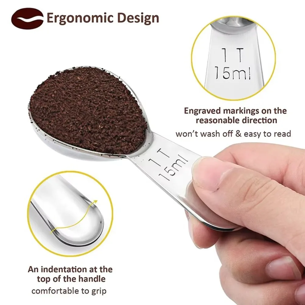 Premium Ergonomic Stainless Steel Coffee Scoops - 1 & 2 Tablespoon Options