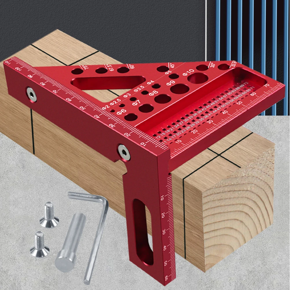 알루미늄 합금 다각도 측정 눈금자, 목공 DIY 마이터 삼각형 눈금자 유틸리티 스크라이빙 게이지 레이아웃 측정 도구