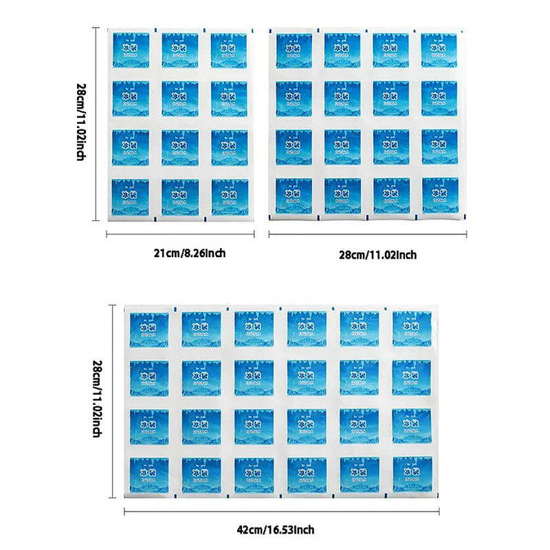 12/16/24 Grids Reusable Gel Ice Bag Automatic Water Absorption Insulated Ice Pack Cooling Bag Food Keep Fresh Pack
