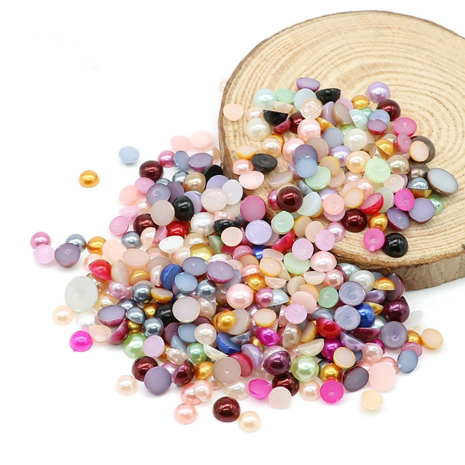 1000 Mixed Colour Half Pearl Bead 6mm Flat Back Round Gems Scrapbook