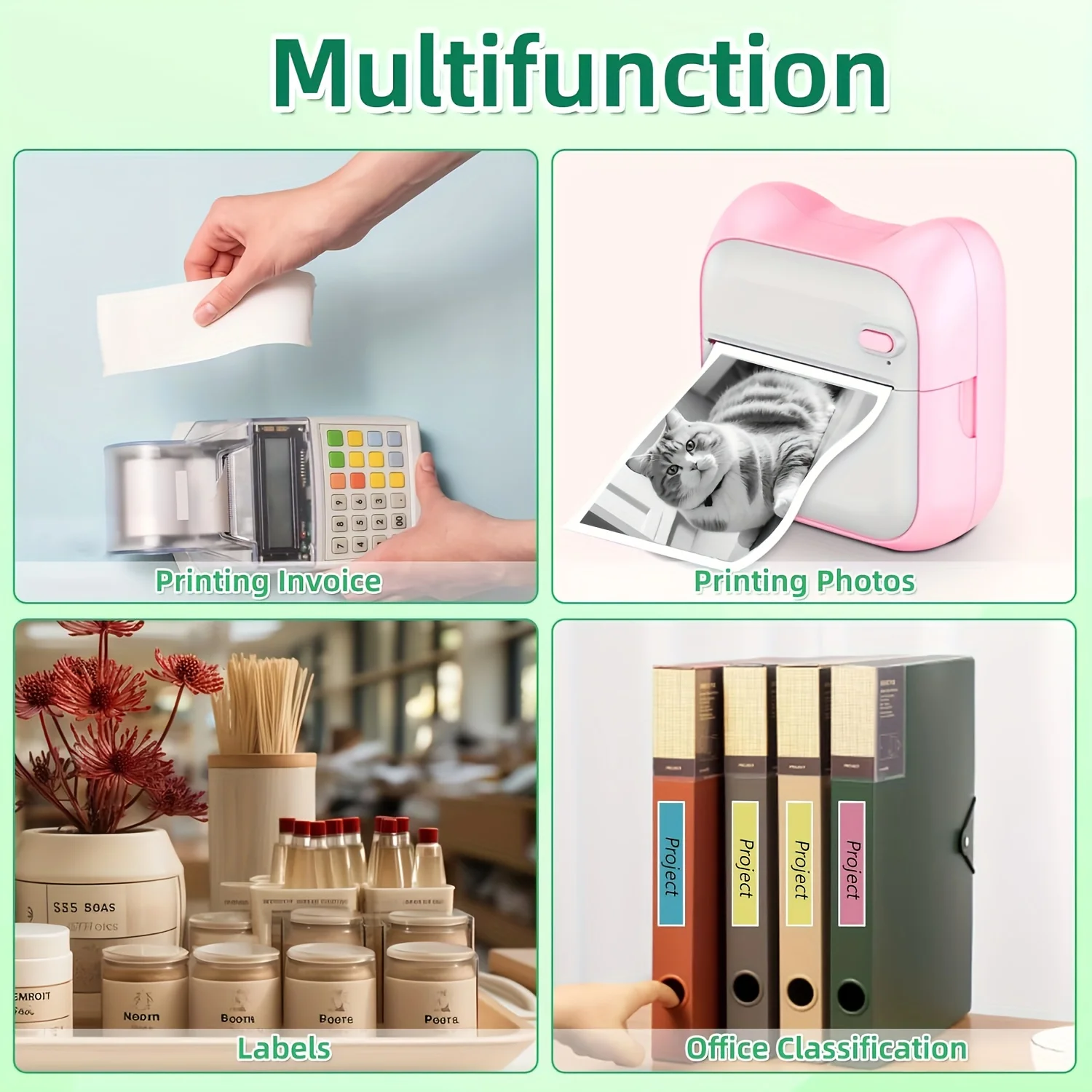 Mini Pocket Printer Self-Adhesive Thermal Paper, 57x25mm, Color Printing Paper for Text and Images, Suitable for Small Devices