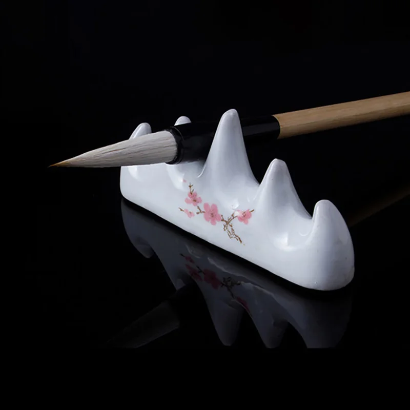 Ceramic Writing Brush Holder Chinese Calligraphy Pen Rest Stand For Watercolor Ink Painting