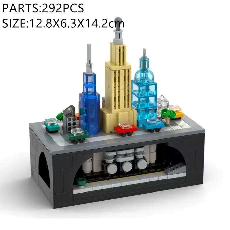 MOC 빌딩 블록 수동식 기차 트랙 모델 DIY 조립 소형 기차 데스크탑 장식 장난감