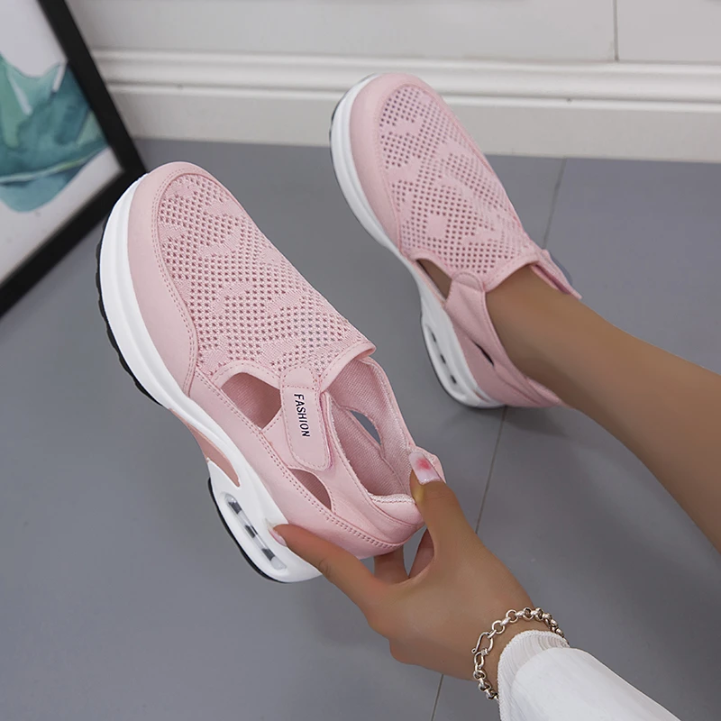 New Women Fashion Vulcanized Sneakers Platform Solid Color Flats Ladies Shoes Casual Breathable Wedges Ladies Walking Sneakers