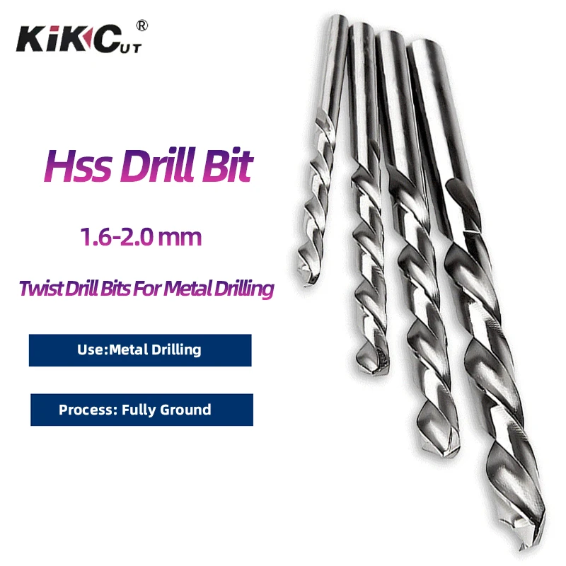

10pcs High Quality High Speed Steel Twist Drill Bit Set Fully Ground Twist Drill Bit For Metal1.6-2.0mm