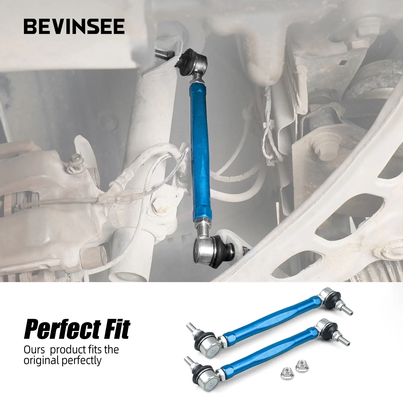 BEVINSEE Front Adjustable Sway Bar End Link Set for BMW E46 323i 325i 328i 330i 1999-2006 Z4 E85 E86 2003-2008