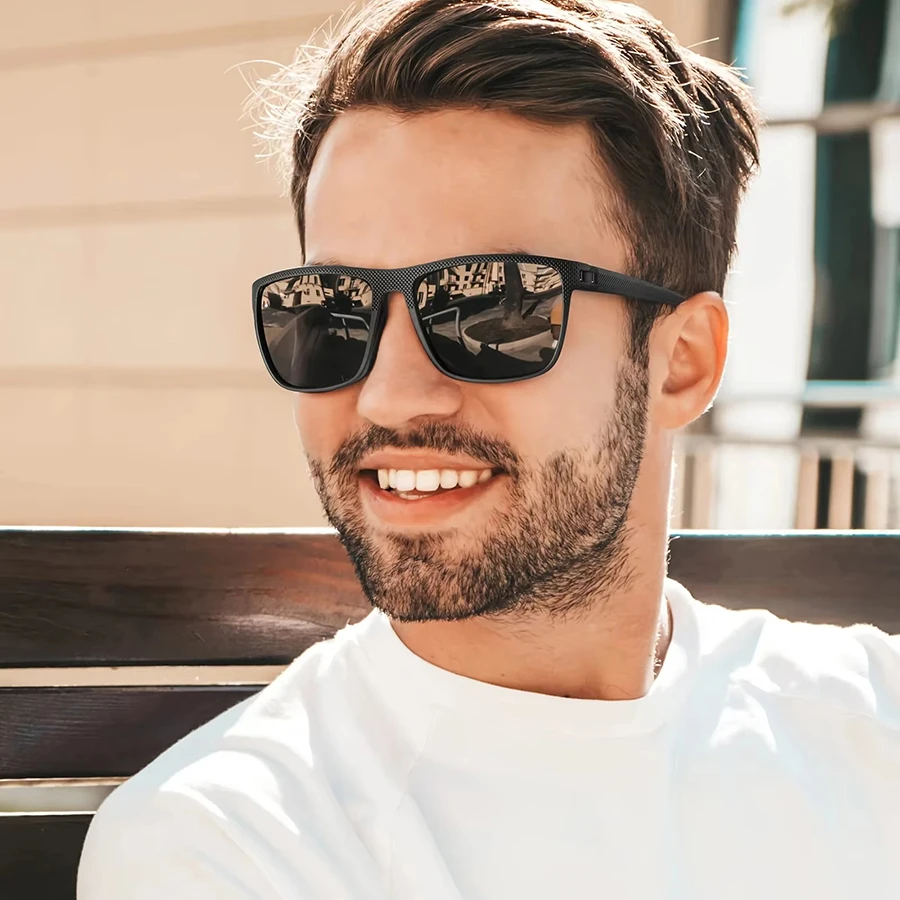 Quadratische gelbe Nachtsicht-Sonnenbrille für den Außenbereich für Männer und Frauen, zum Fahren, Angeln, blendfreie Schutzbrille, Strand-UV-Schutzbrille – Detail 4