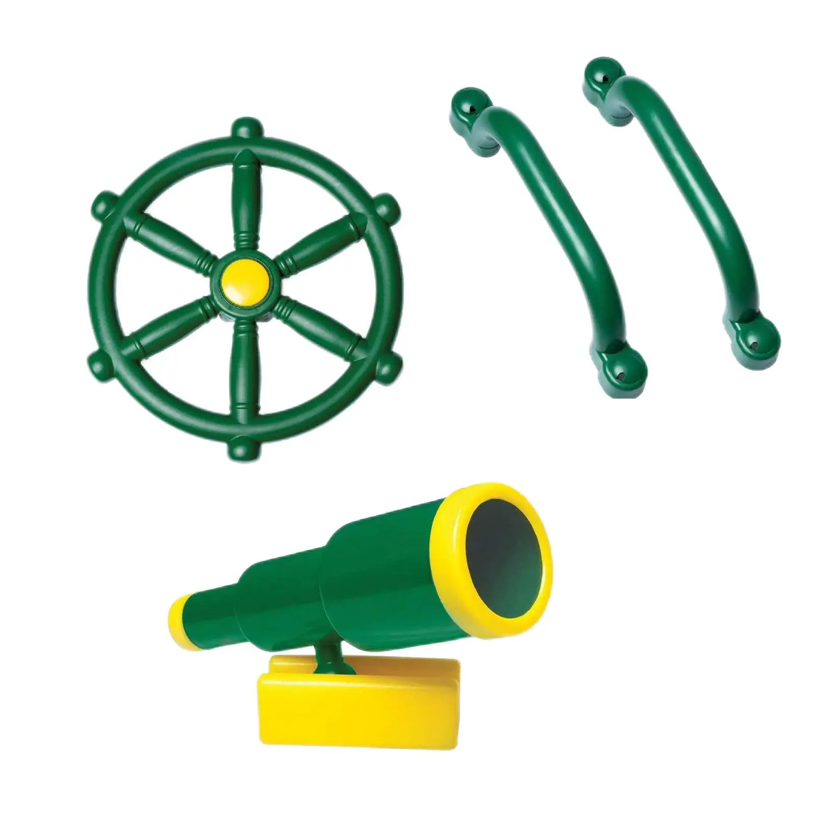 Playground Equipment Set 4x Active Outdoor Play Kids Pirate Telescope Steering Wheel & Safety Handle Bars for Gym Boys & Girls