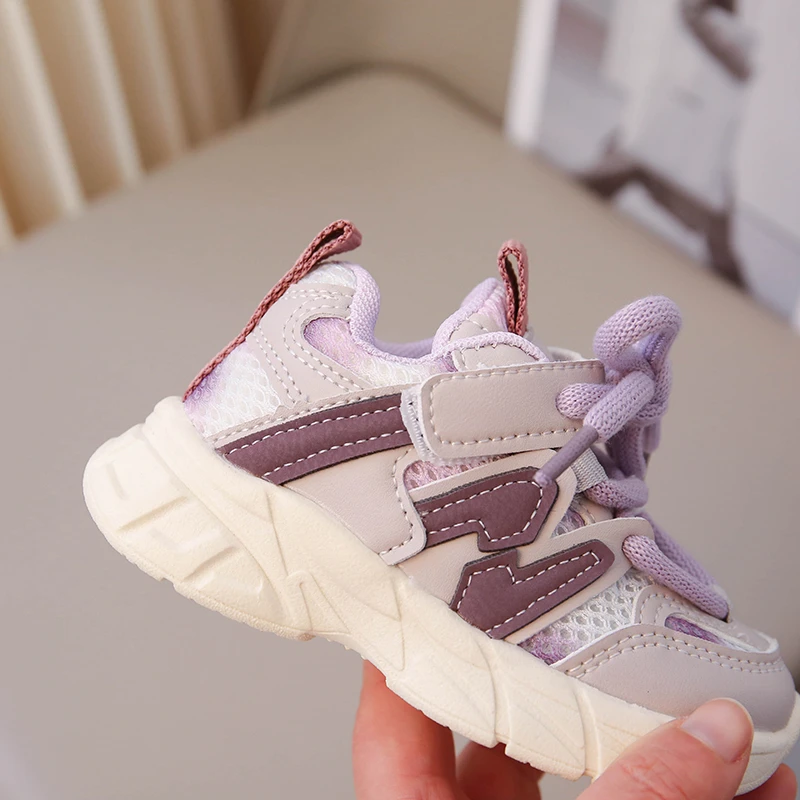 Baskets pour enfants en maille marron respirantes et légères pour garçons et filles, chaussures de tennis tendance antidérapantes et souples pour enfants et bébés_voghion.com