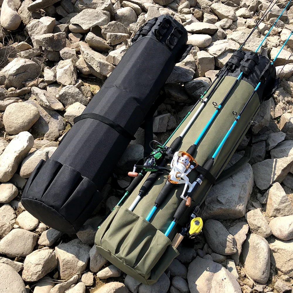 GHOTDA Portable Multifunction Nylon Fishing Rod Bag Storage Waterproof  Outdoor Shoulder Fishing Gear