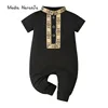Baby boy arabic style clothes 3 colors black green white printed short sleeved rompers holiday Ramadan jumpsuits photo props 4