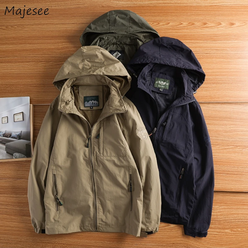 

Куртка мужская с капюшоном, винтажная уличная ветрозащитная куртка, мешковатая Красивая уличная одежда, универсальная Повседневная, весна-осень