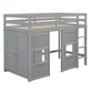 Twin Size Loft Bed with Wardrobe Storage & 2 Windows Solid Wood Frame Guardrail Modern Design High Load Capacity Easy Assembly 6