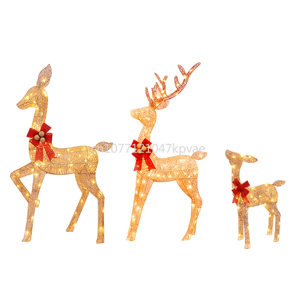 

3d reindeer theme lights christmas elk decoration led supplies metal luminous