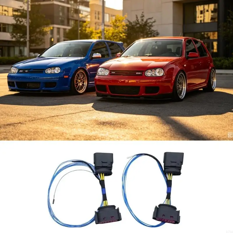 2Pcs 고성능 전문 헤드 라이트 변환 배선 하네스 커넥터 MK5 골프 MK4 용 케이블 키트 쉬운 설치 D7YA