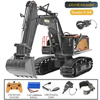 HUINA 1592 Alloy Excavator Truck 1/14 RC Radio Controlled Car 2.4G Engineering Vehicle Model 22CH Electric Car Kid Toys for Boys 1