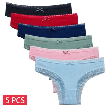 5 pezzi/set mutandine di cotone da donna lingerie sexy di pizzo biancheria intima a vita bassa slip per ragazze M-XL mutande 1