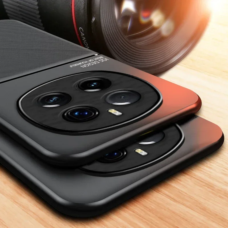 Luxury Non-Slip Leather Texture Shockproof Phone Case with Magnetic TPU Frame