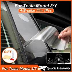 4pcs For Tesla Model 3 Automobile Protective Film B-pillar Model Y Scratch Proof Car TPU A-pillar Film Retrofitting Accessories