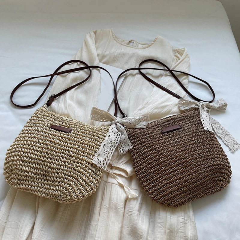 Woven Summer Fashion Straw Bag Beach Holiday Crossbody Bag Shopping Large Capacity Shoulder Handbag Messenger Ladies Women