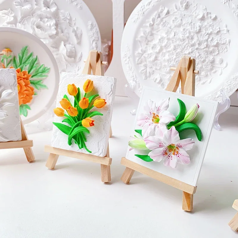 Premium Handmade Plaster DIY Color Painting Scented Gypsum Lily and Tulip For Table Decor Creative Gift For Friend and Children