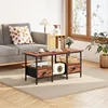 Coffee Table with 2 Fabric Drawers, 35inch Small Coffee Table for Living Room, 2-Tier Central Table 	Rustic Brown 6