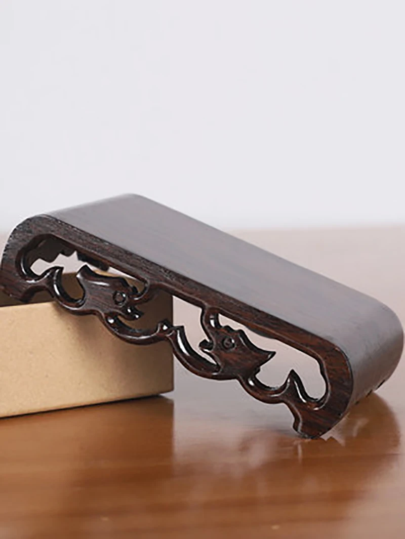 Wooden Pedestal Display Stand, Oblong Hollow Out, Carving Ornaments, Cup, Teapot incense Burner, Buddha Rectangle Bass Holder